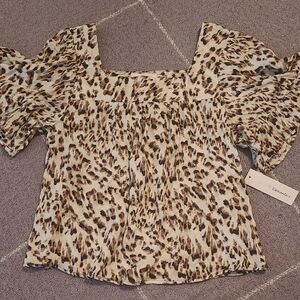 URBAN Romantics Brown Tan Ruffled Blouse